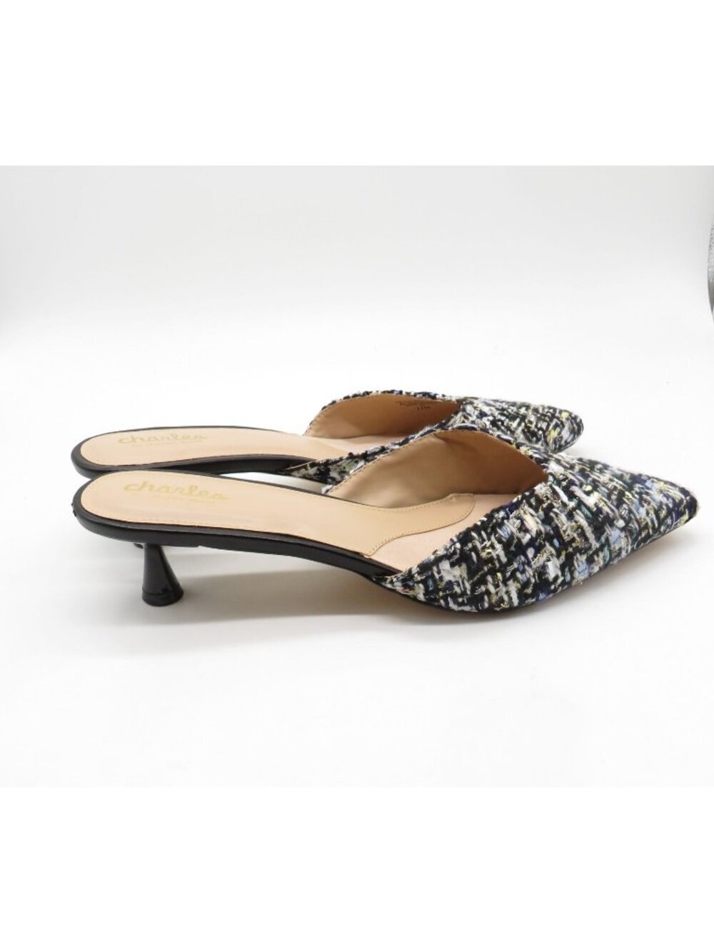 Charles By Charles David Tweed Mules Kitten Heel Pointed-Toe Slip-On Shoes 11